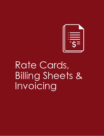 Rate Cards, Billing Sheets & Invoicing